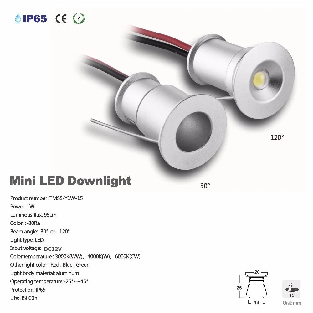 1W LED Spotlight Recessed Ceiling Light DC12V Kitchen Cabinet Downlight 30D/120D Indoor Decoration Foco Led 9pcs With Driver