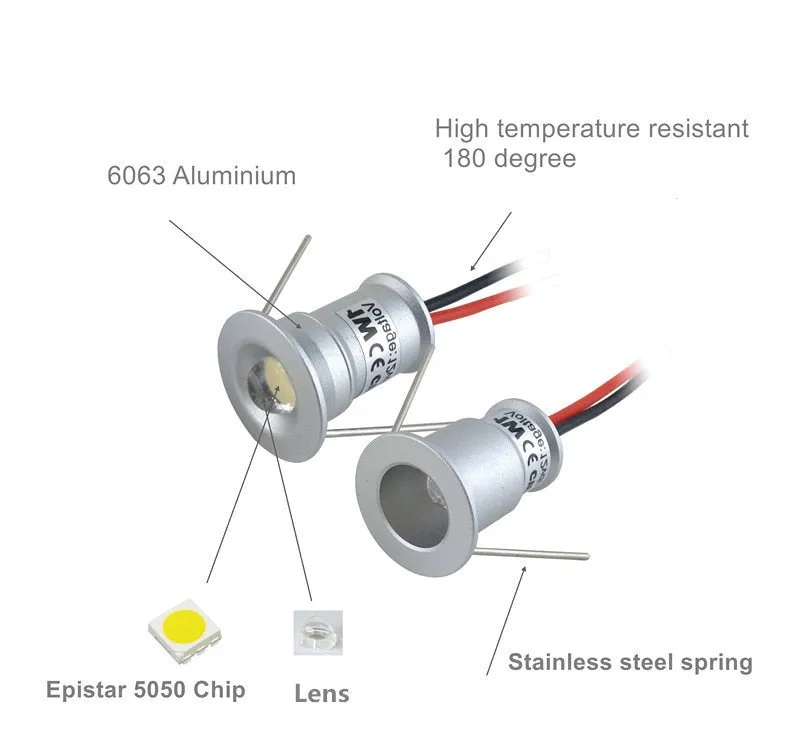 1W LED Spotlight Recessed Ceiling Light DC12V Kitchen Cabinet Downlight 30D/120D Indoor Decoration Foco Led 9pcs With Driver