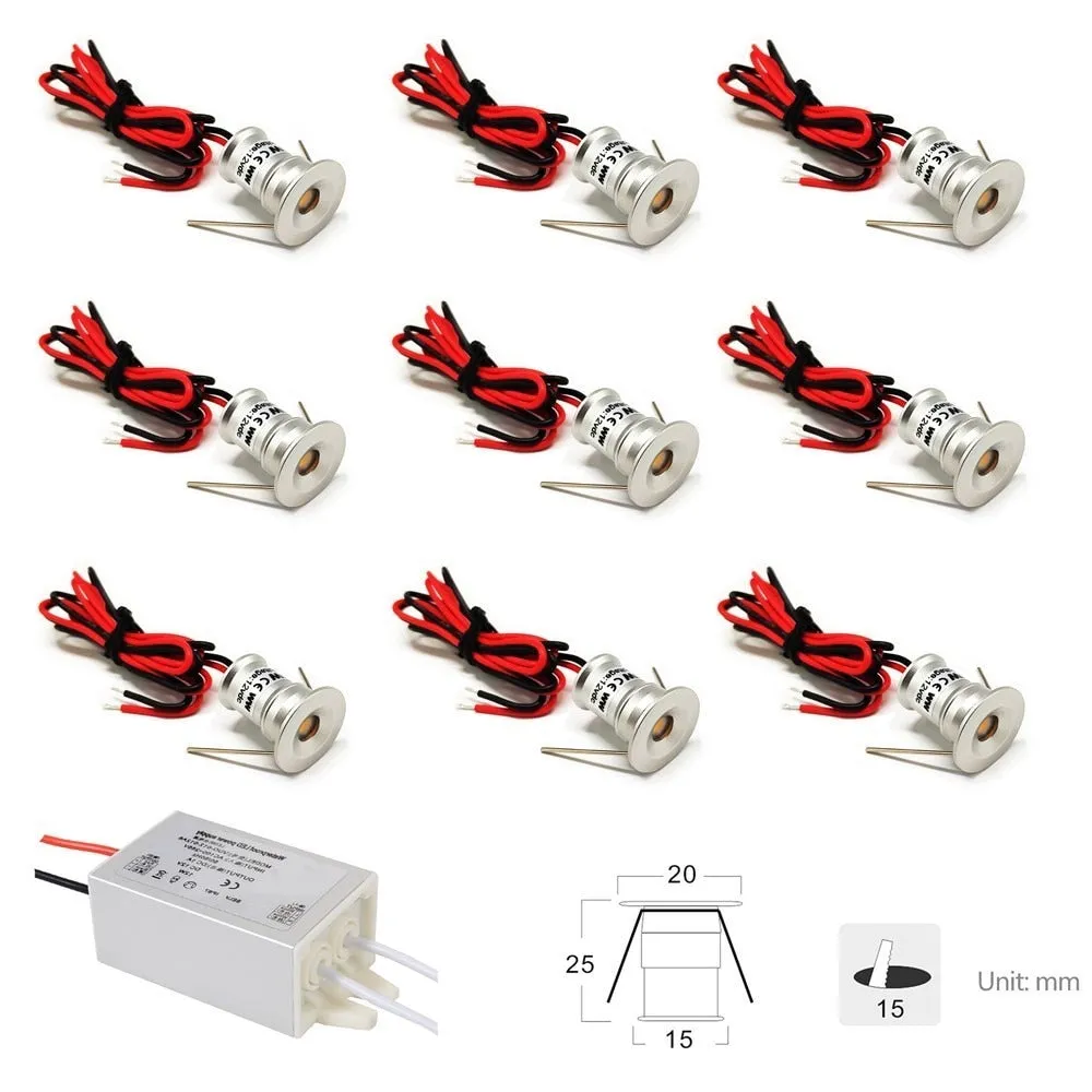 1W LED Spotlight Recessed Ceiling Light DC12V Kitchen Cabinet Downlight 30D/120D Indoor Decoration Foco Led 9pcs With Driver