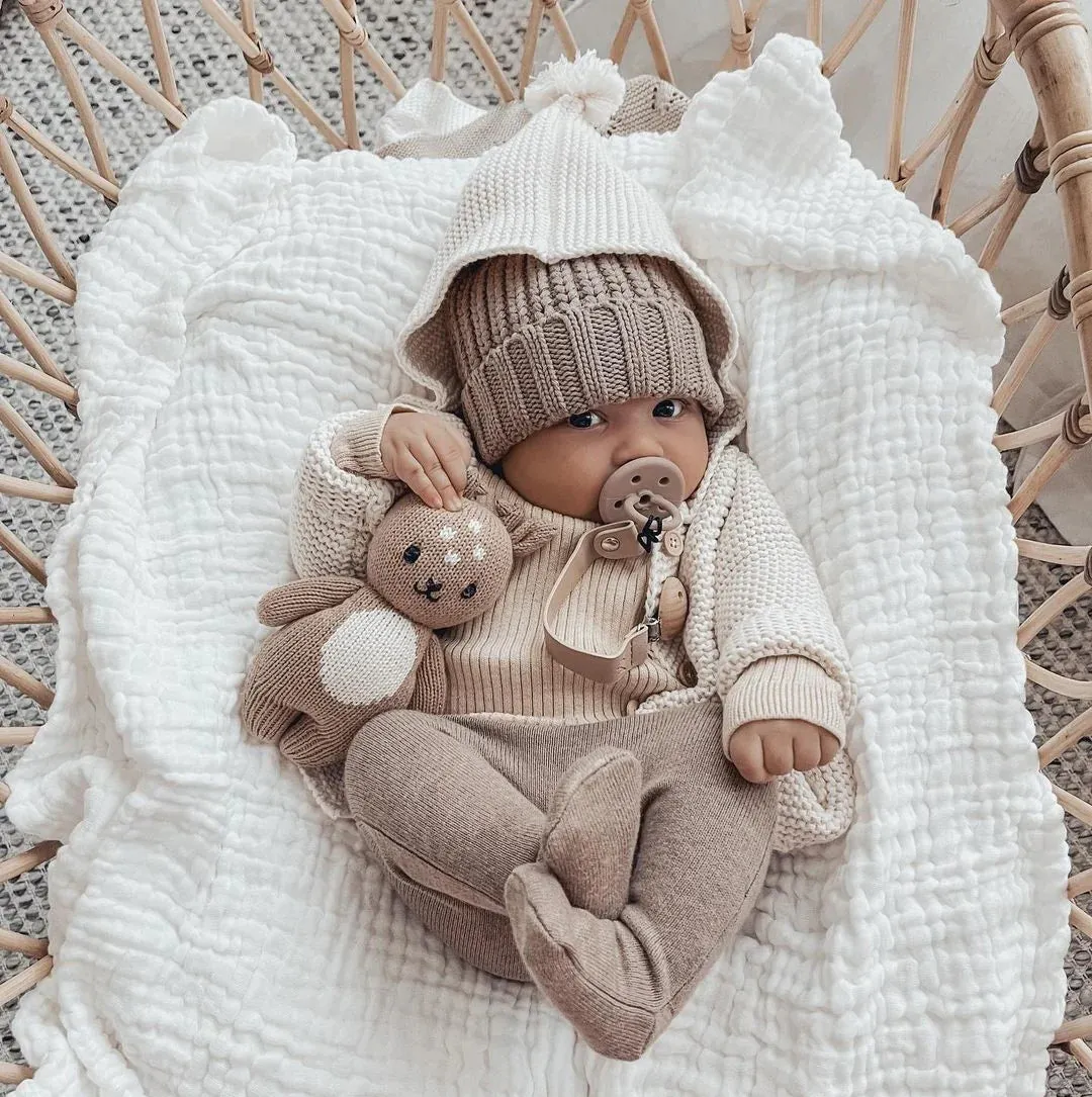 3 Little Crowns - Organic Cotton Gauze Blanket | White