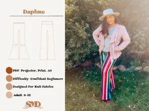 Adult Daphne Bell, Wide Leg and Flare Pants Digital Sewing Pattern Sizes 0-32