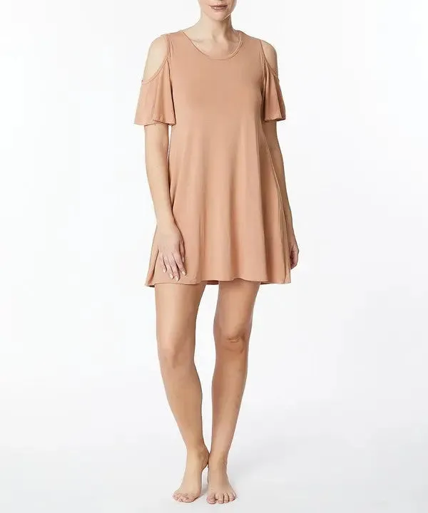 Bamboo Cold Shoulder Flare Dress