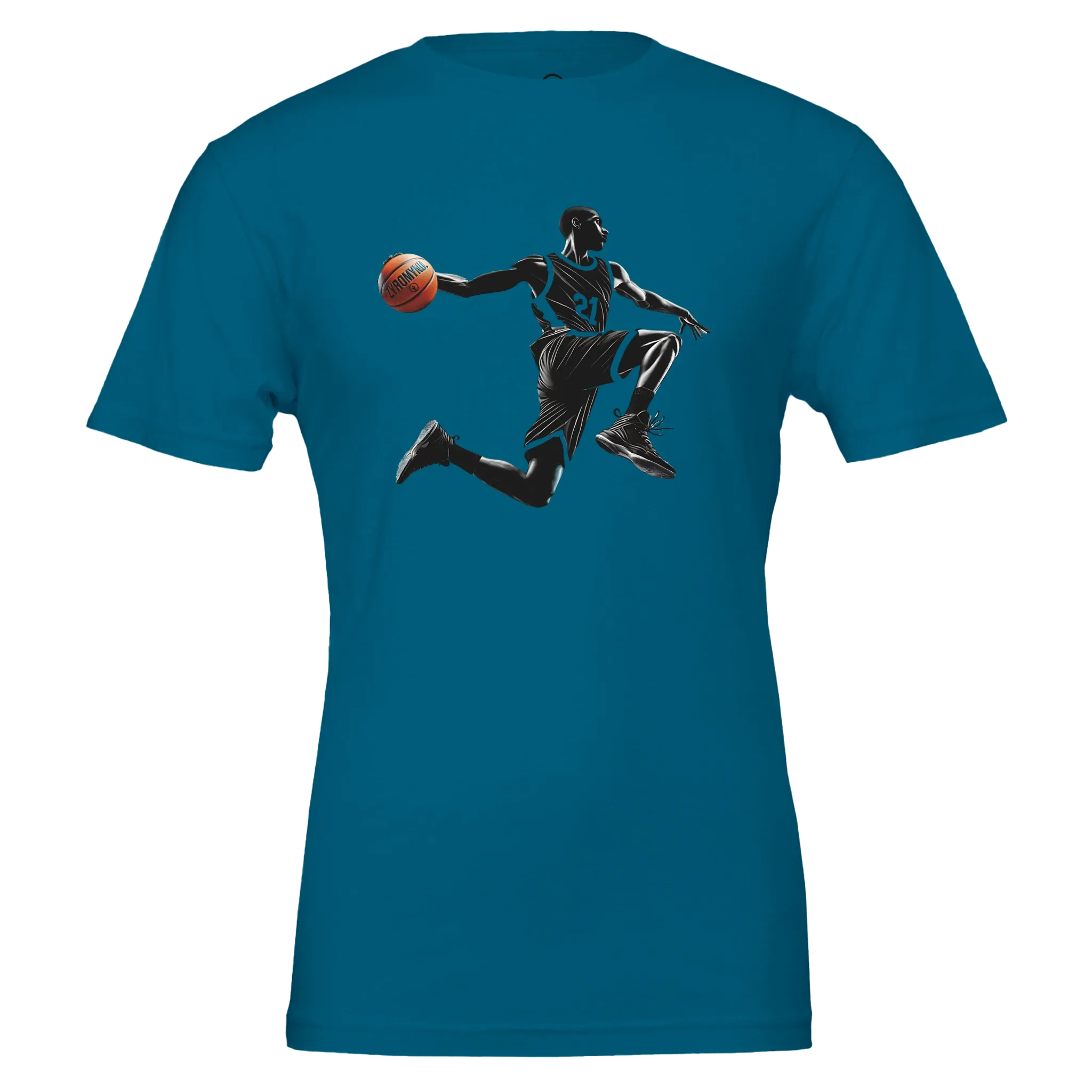 Basketball Player Mid-Air - Premium Unisex Crewneck T-shirt | Bella   Canvas 3001