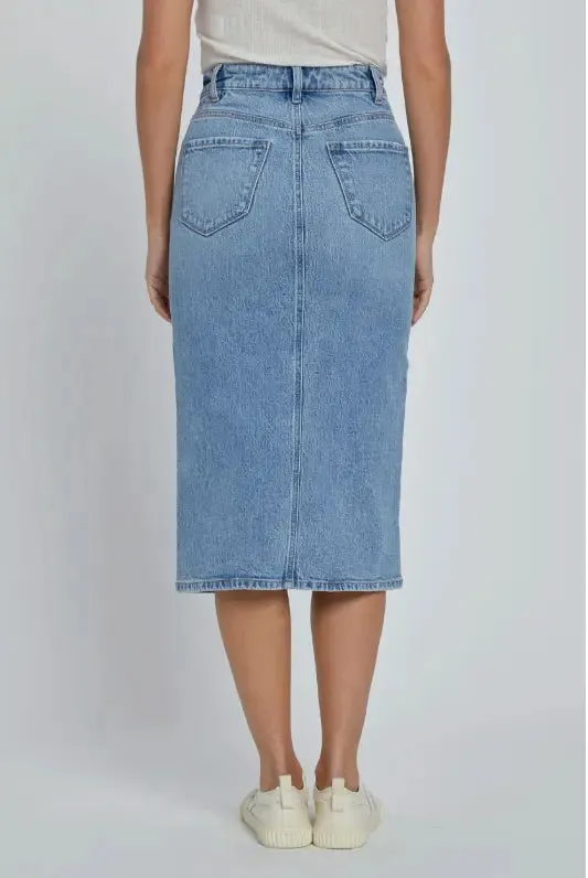 Cello Jeans Lorena High Rise Jean Midi Skirt - Effortless Style