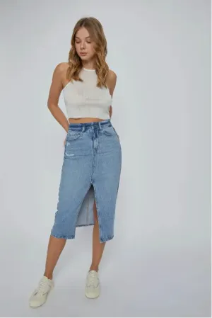Cello Jeans Lorena High Rise Jean Midi Skirt - Effortless Style