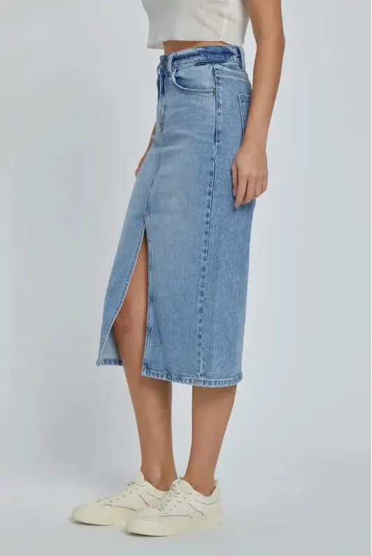 Cello Jeans Lorena High Rise Jean Midi Skirt - Effortless Style