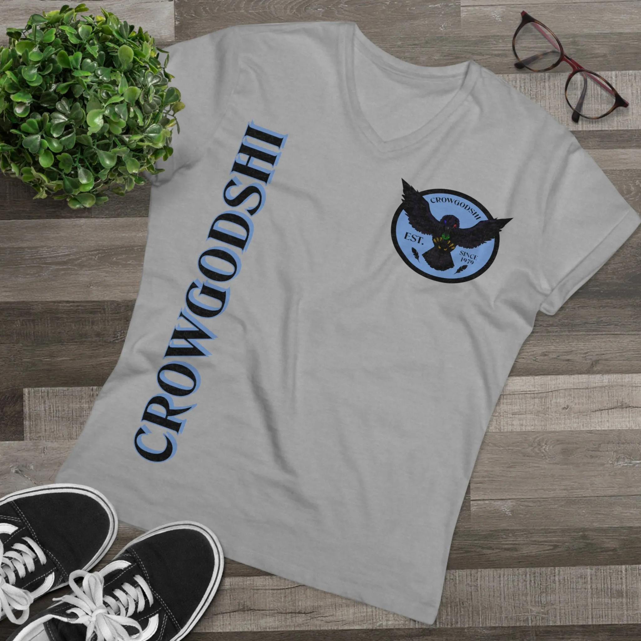 Crowgodshi Designer First Generation Men’s Presenter V-neck, CAROLINA BLUE LOGO