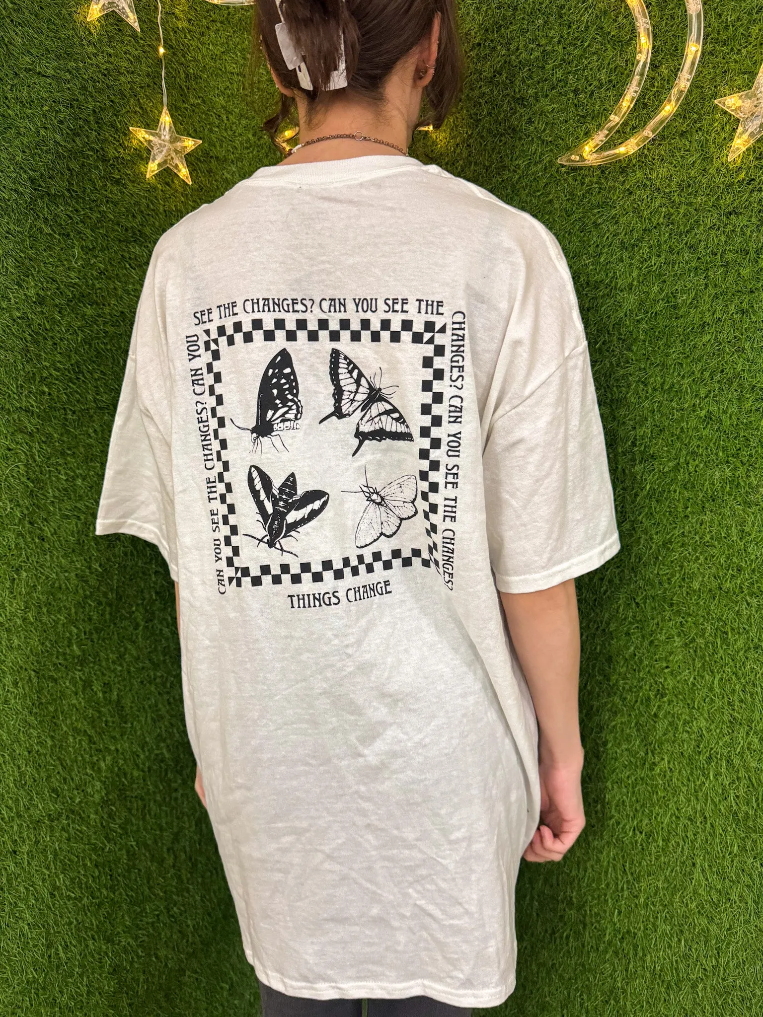 Floral Butterfly White T-Shirt XL