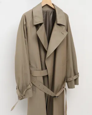 Gabardine Double Belt Trench Coat OLIVE BEIGE