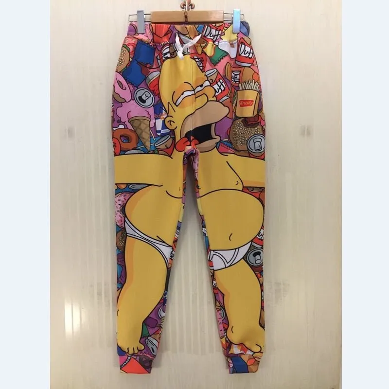 Humorous 3D Cartoon Print Joggers