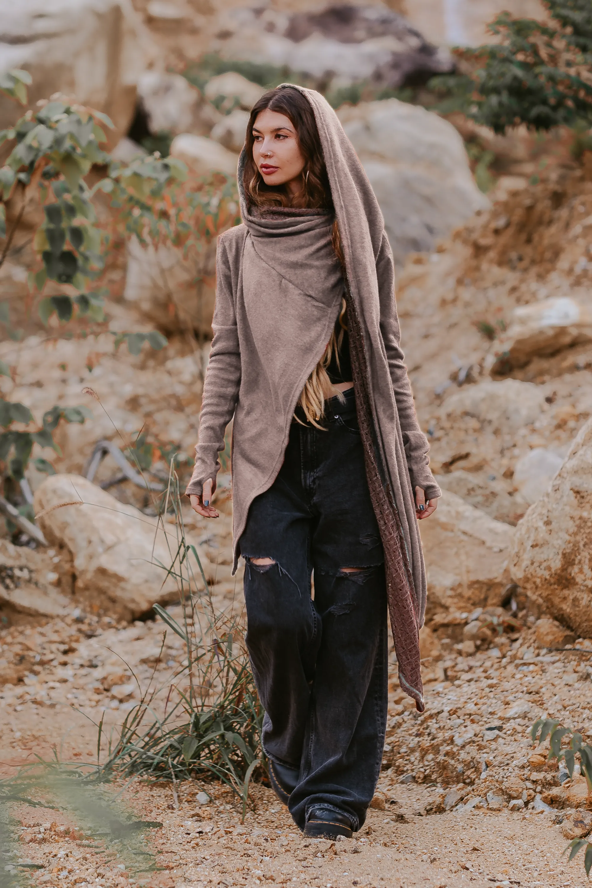 Nyx Hooded Sweater Cardigan Beige