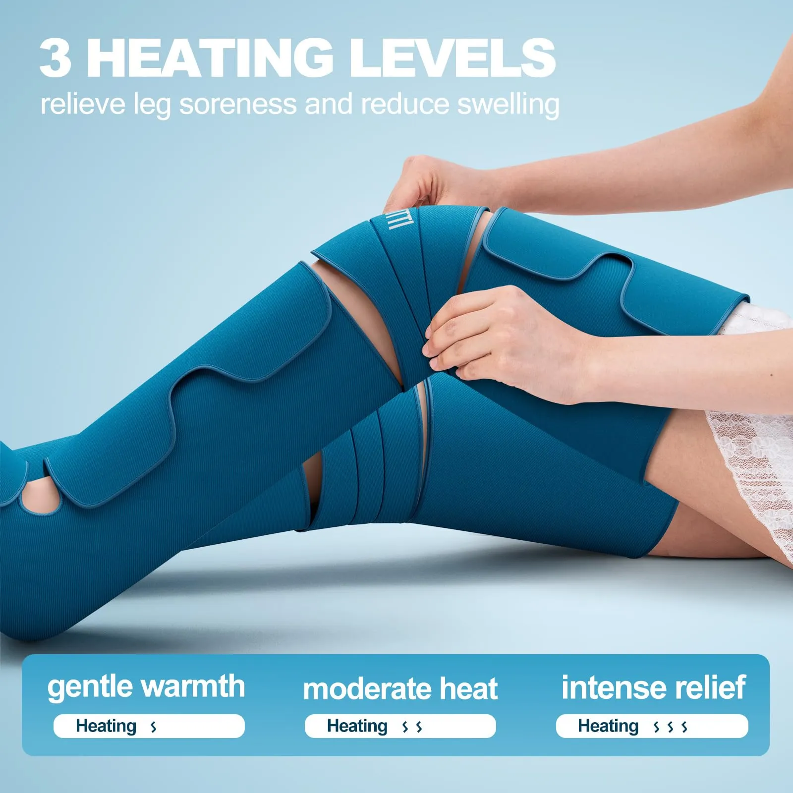 Professional Air Compression Leg Massager with Heat - Ideal Christmas, Mother's Day & Father's Day Gifts for Women, Men, Dad & Mom from Daughter or Son - Pain Relief for Foot, Calf, Knee & Thigh