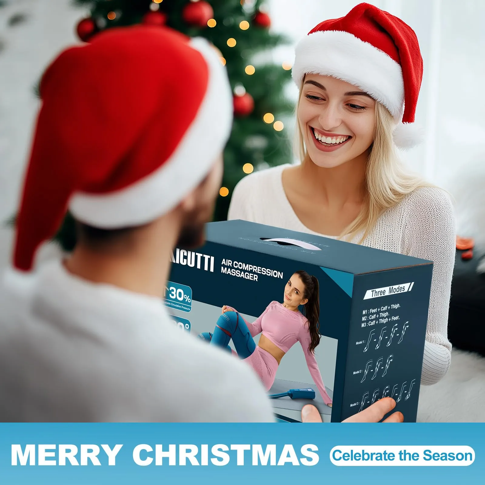 Professional Air Compression Leg Massager with Heat - Ideal Christmas, Mother's Day & Father's Day Gifts for Women, Men, Dad & Mom from Daughter or Son - Pain Relief for Foot, Calf, Knee & Thigh