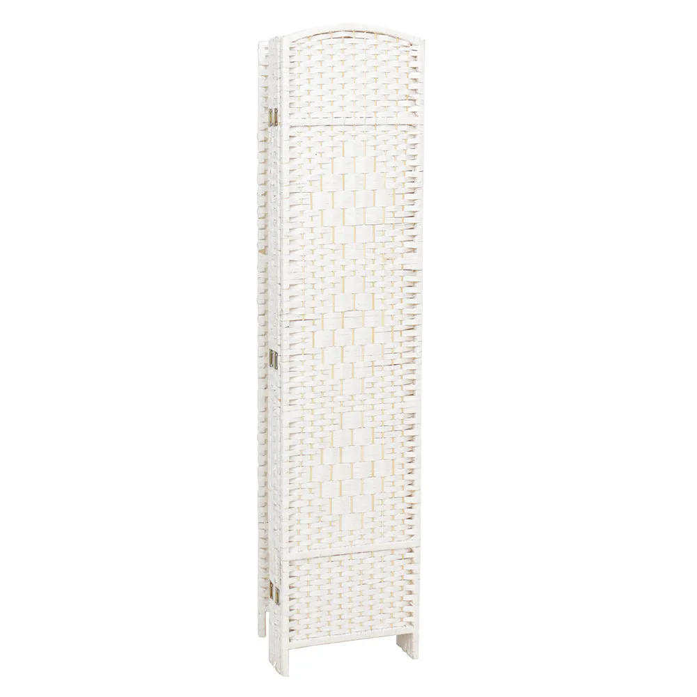 Rattan Woven Room Divider White Folding Privacy Partition Panels