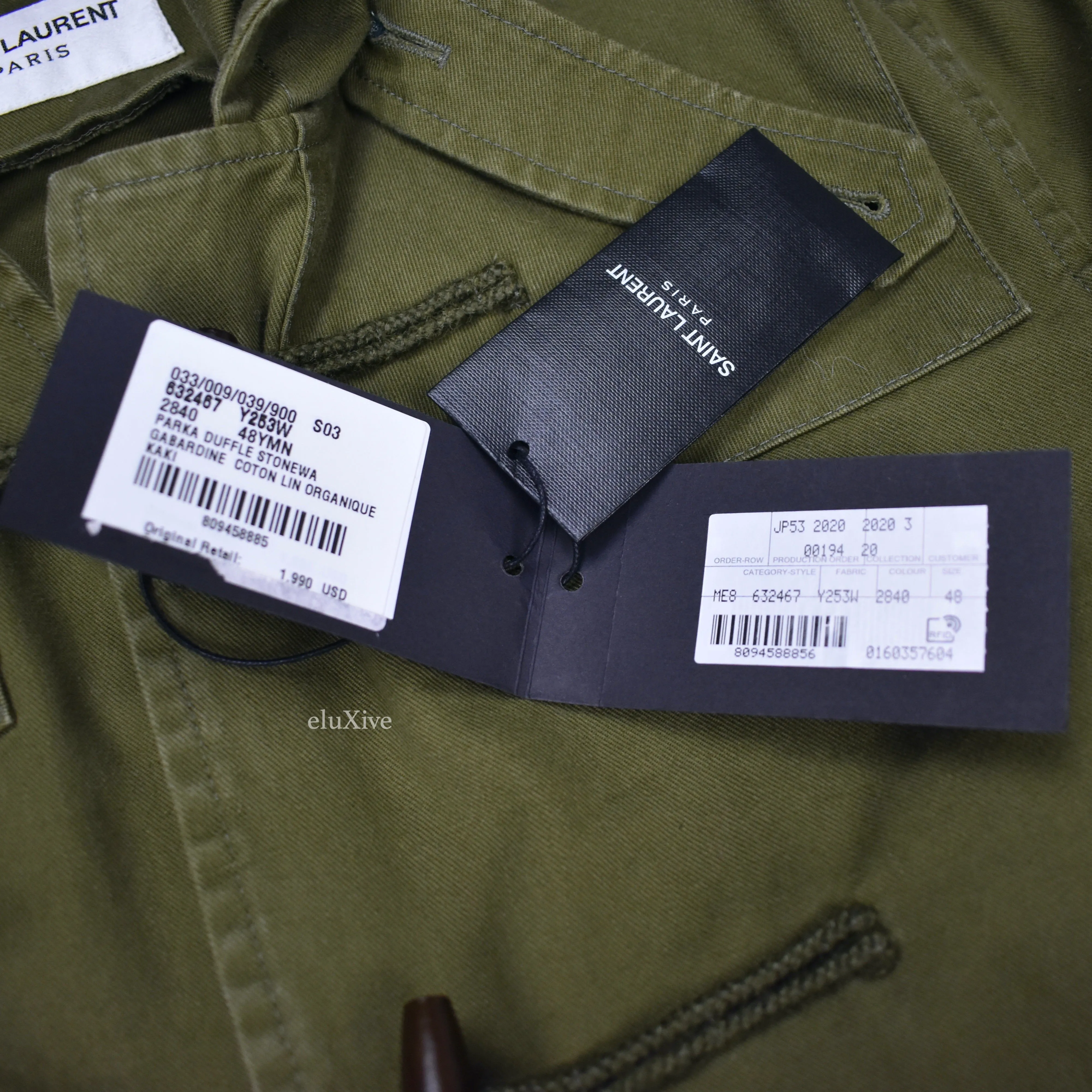 Saint Laurent - Olive Military Field Twill Duffle Coat