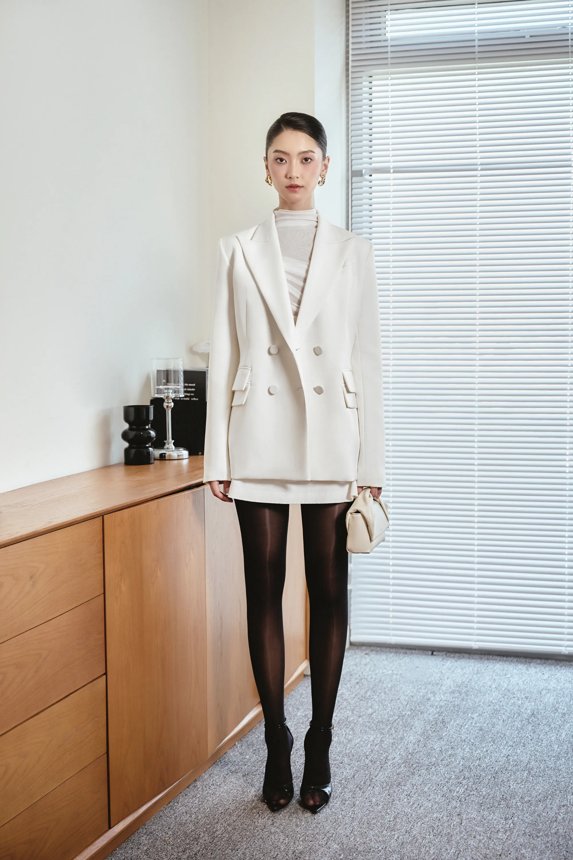 Stella Straight Peak Lapel Wool Blazer
