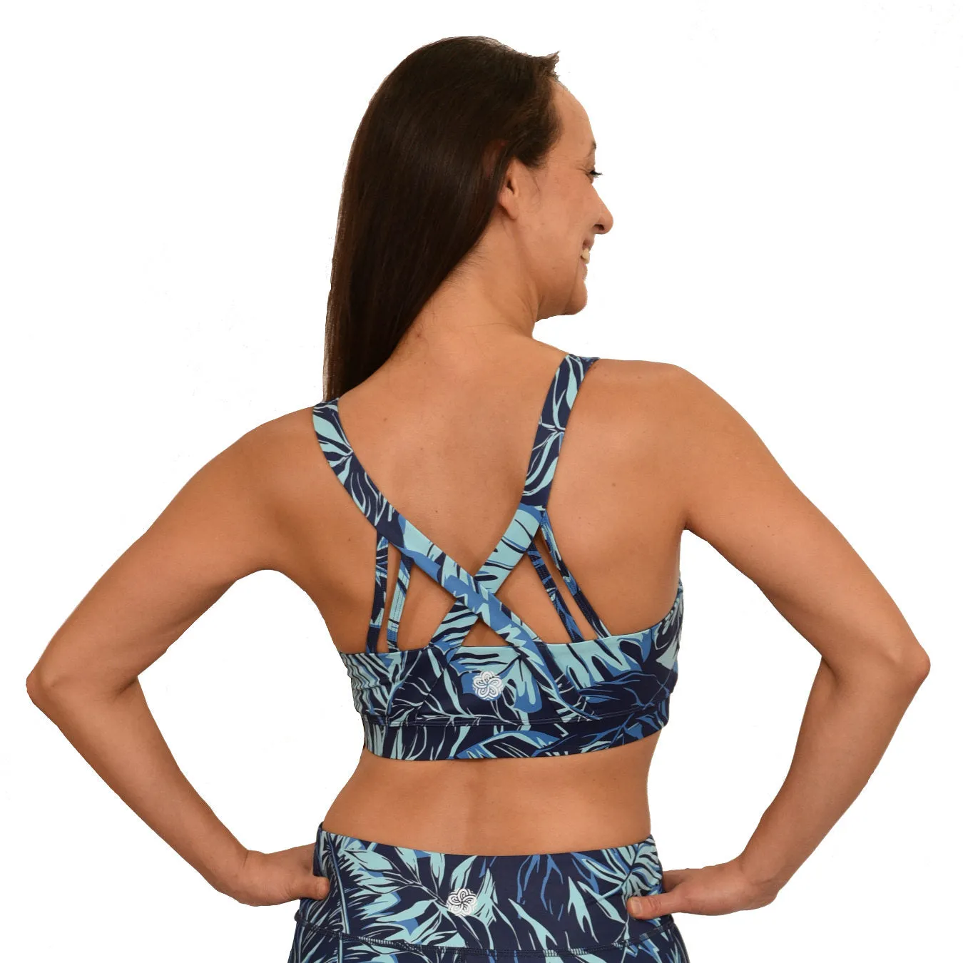 Tropical Fern Strappy Sports Bra with Removable Cups
